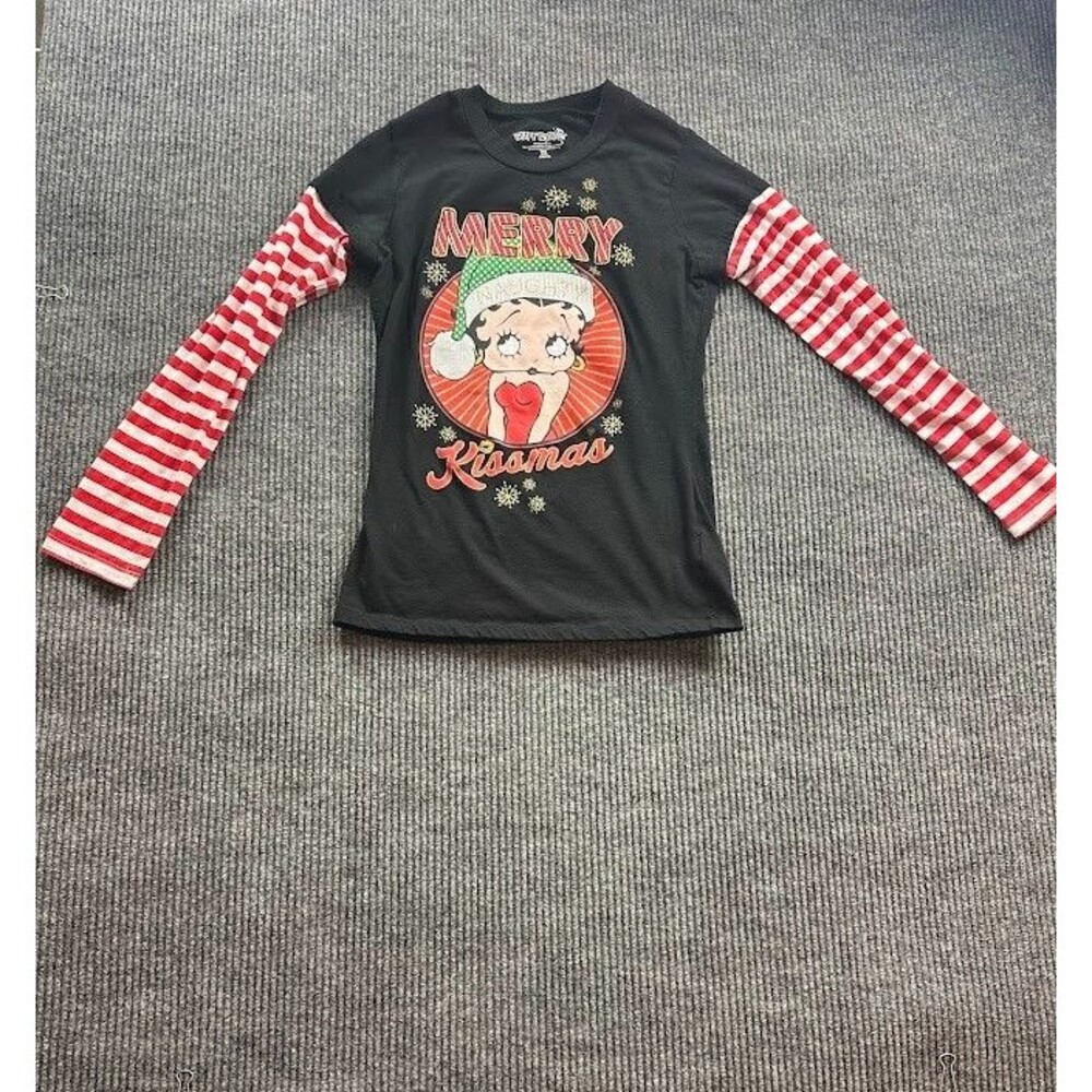 Betty Boop Merry Kissmas Long Sleeve Top Junior's Size XL (15/17)